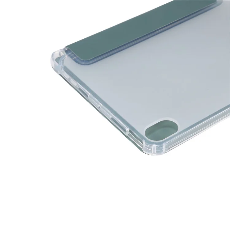 Skin Touch Sentier Tri-Plier Stand PU Tablette Tablette Tablette Coque De Protection Avec Stylo Slot Pour IPad Mini (2021) - Vert De Minuit