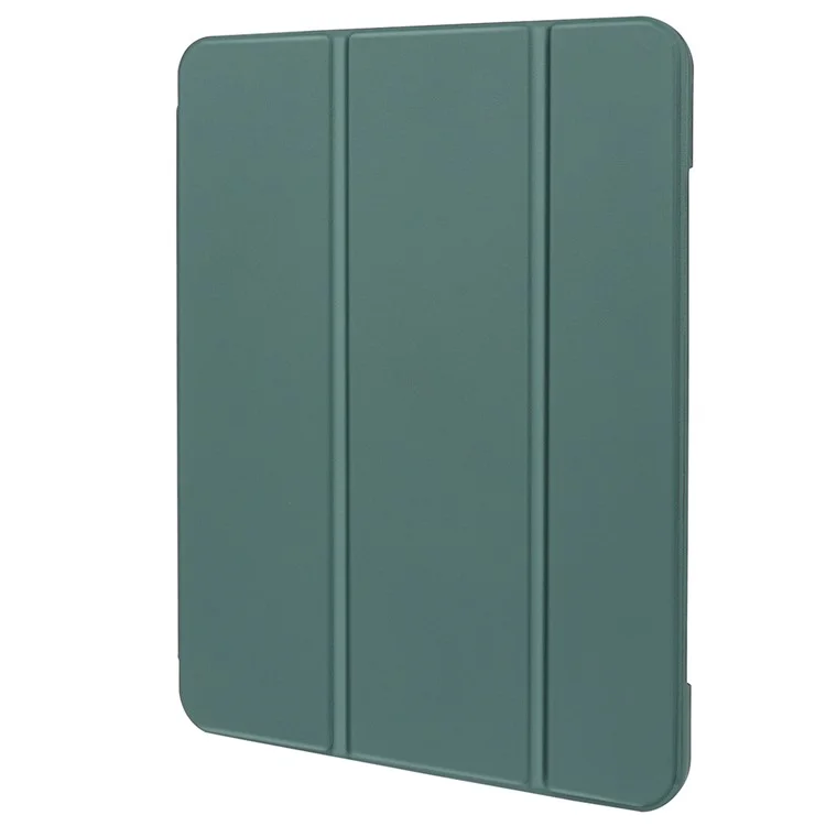Tri-Fold Stand Microfiber Leather + TPU + Silicone Smart Tablet Cover Case for iPad mini (2024) / mini (2021) - Dark Green