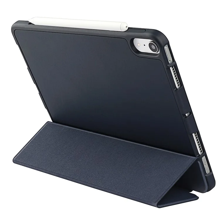 Tri-Fold Stand Microfiber Leather + TPU + Silicone Smart Tablet Cover Case for iPad mini (2024) / mini (2021) - Dark Blue
