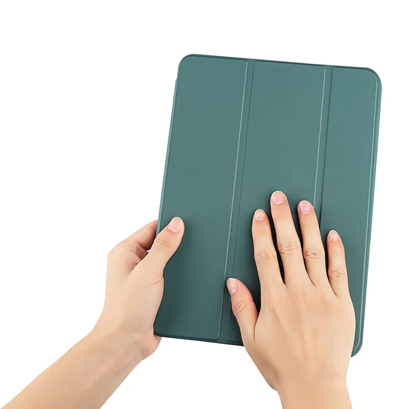 Tri-fold ställ mikrofiberläderväska + TPU + silikon för surfplatta med smartvila för iPad mini (2024) / mini (2021) - Blå
