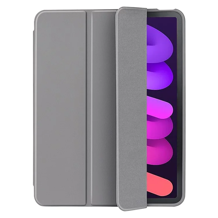 Tri-Fold Stand Microfiber Leather + TPU + Silicone Smart Tablet Cover Case for iPad mini (2024) / mini (2021) - Grey