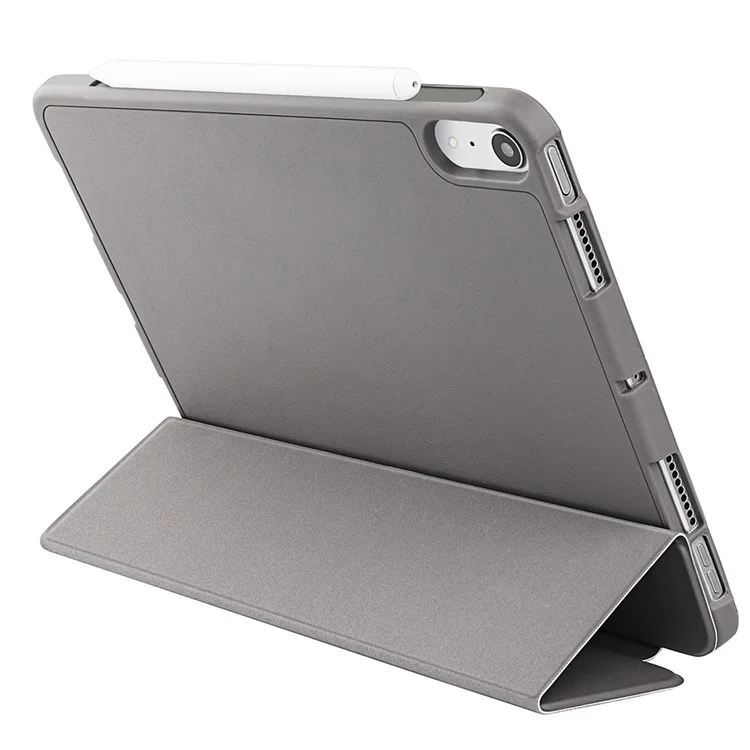 Tri-Fold Stand Microfiber Leather + TPU + Silicone Smart Tablet Cover Case for iPad mini (2024) / mini (2021) - Grey