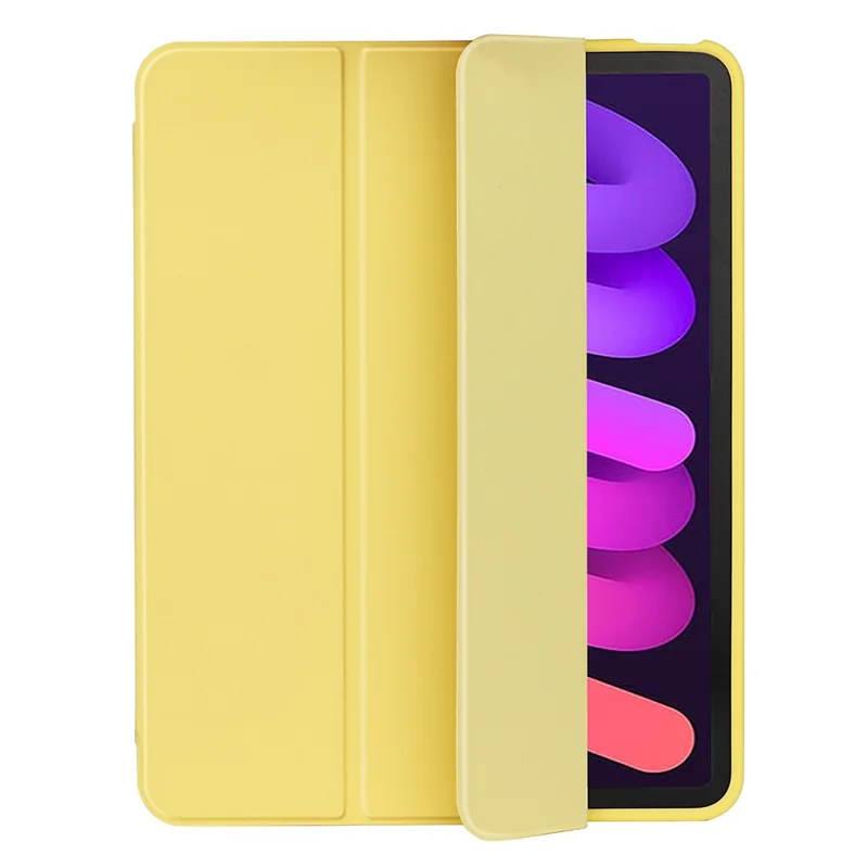 Tri-Fold Stand Microfiber Leather + TPU + Silicone Smart Tablet Cover Case for iPad mini (2024) / mini (2021) - Yellow