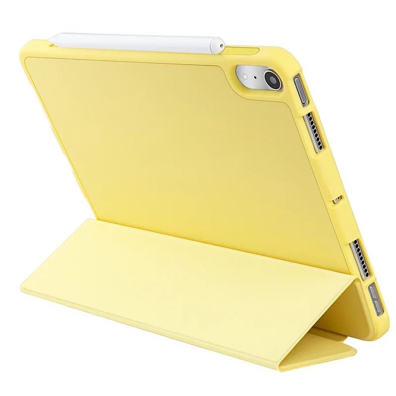 Tri-Fold Stand Microfiber Leather + TPU + Silicone Smart Tablet Cover Case for iPad mini (2024) / mini (2021) - Yellow