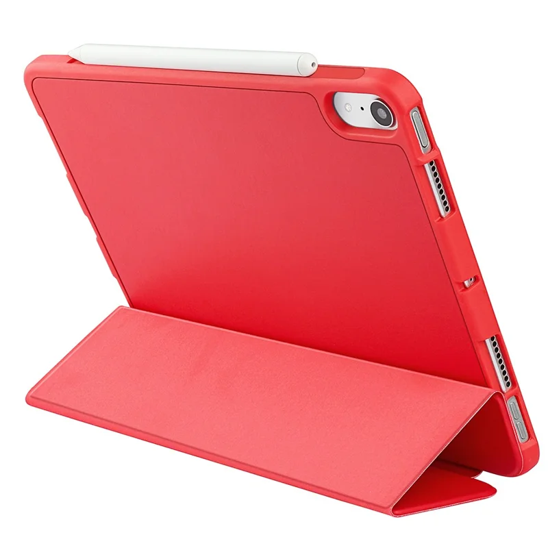 Tri-Fold Stand Microfiber Leather + TPU + Silicone Smart Tablet Cover Case for iPad mini (2024) / mini (2021) - Red