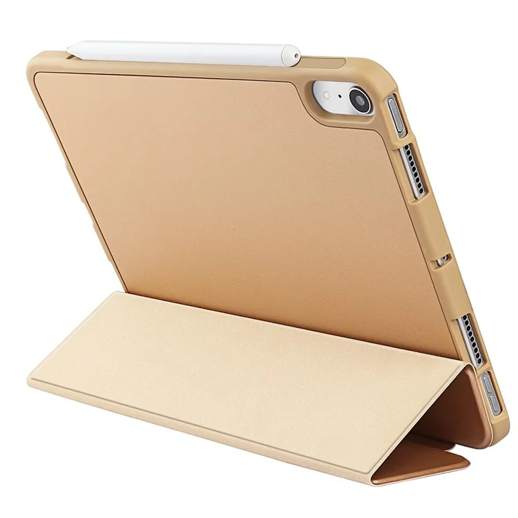 Tri-Fold Stand Microfiber Leather + TPU + Silicone Smart Tablet Cover Case for iPad mini (2024) / mini (2021) - Light Yellow