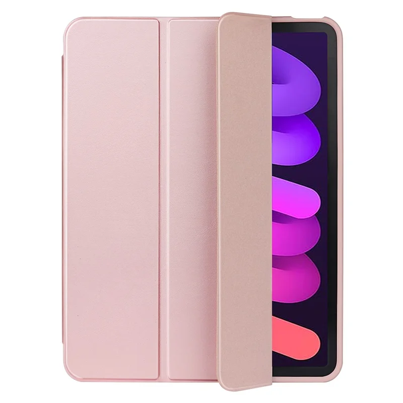 Tri-Fold Stand Microfiber Leather + TPU + Silicone Smart Tablet Cover Case for iPad mini (2024) / mini (2021) - Pink