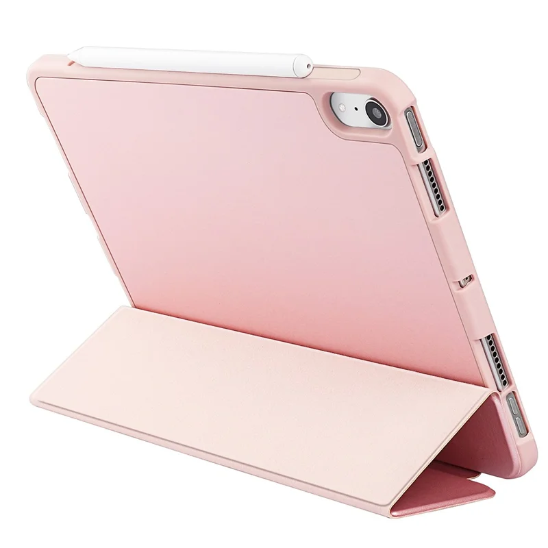 Tri-Fold Stand Microfiber Leather + TPU + Silicone Smart Tablet Cover Case for iPad mini (2024) / mini (2021) - Pink