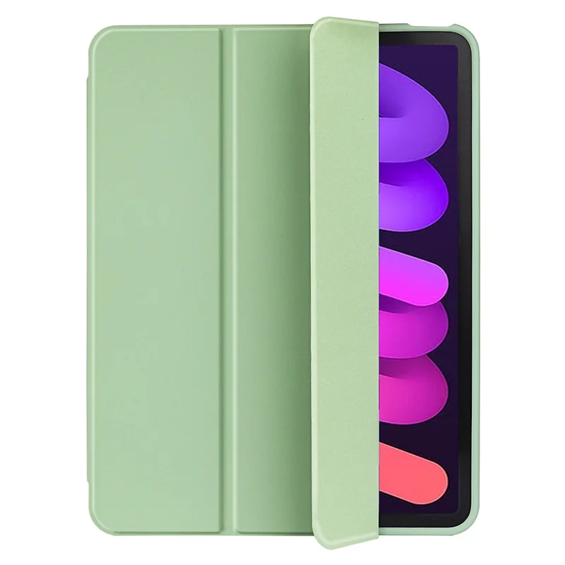 Tri-Fold Stand Microfiber Leather + TPU + Silicone Smart Tablet Cover Case for iPad mini (2024) / mini (2021) - Green