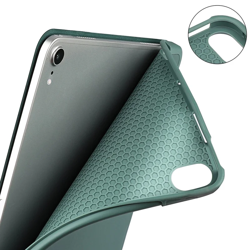 Tri-Fold Stand Microfiber Leather + TPU + Silicone Smart Tablet Cover Case for iPad mini (2024) / mini (2021) - Green