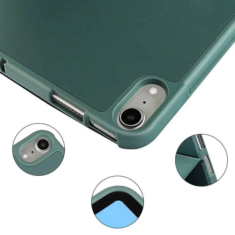 Capa de Tablet Inteligente em Couro Microfibra + TPU + Silicone com Suporte Triplo para iPad mini (2024) / mini (2021) - Branco