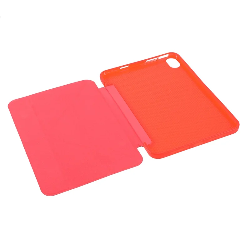 Folio Stand Deformable Silicone + PU Leather Smart Tablet Cover with Auto Wake / Sleep for iPad mini (2024) / mini (2021) - Red
