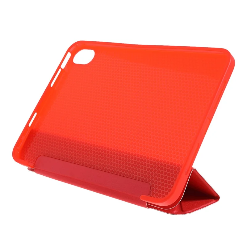 Folio Stand Deformable Silicone + PU Leather Smart Tablet Cover with Auto Wake / Sleep for iPad mini (2024) / mini (2021) - Red