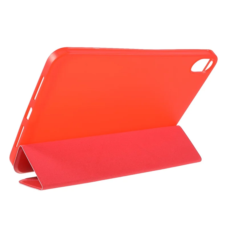 Folio Stand Deformable Silicone + PU Leather Smart Tablet Cover with Auto Wake / Sleep for iPad mini (2024) / mini (2021) - Red
