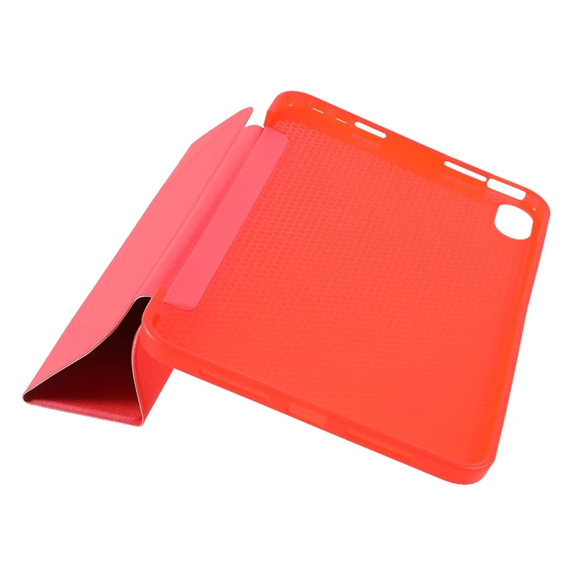 Folio Stand Deformable Silicone + PU Leather Smart Tablet Cover with Auto Wake / Sleep for iPad mini (2024) / mini (2021) - Red