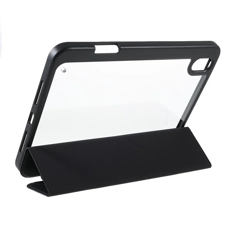 Quality Tablet Case Auto Wake/Sleep Origami Stand Acrylic + PU Leather Tablet Cover Shell for iPad mini (2021) - Black