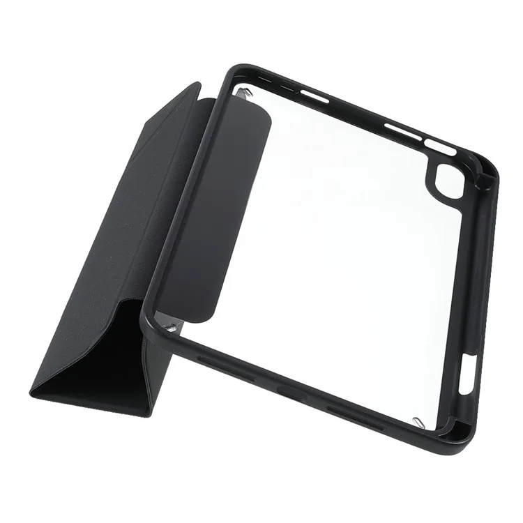 Quality Tablet Case Auto Wake/Sleep Origami Stand Acrylic + PU Leather Tablet Cover Shell for iPad mini (2021) - Black