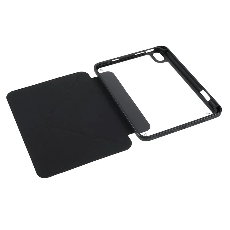 Quality Tablet Case Auto Wake/Sleep Origami Stand Acrylic + PU Leather Tablet Cover Shell for iPad mini (2021) - Black