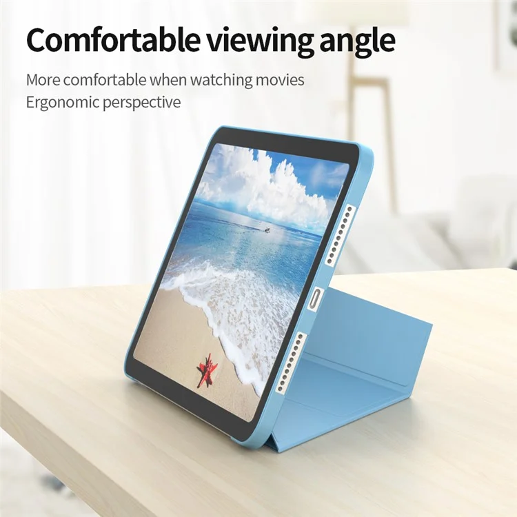 Caso de Cobertura de Tablet de Couro PU + TPU de Absorção Magnética de Origami Inteligente para iPad mini (2024) / mini (2021) - Verde Meia-Noite