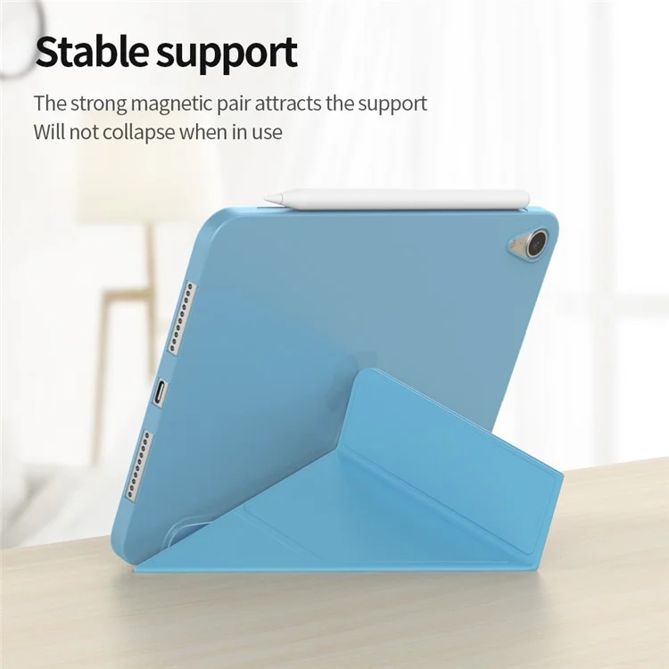 Absorção Magnética Origami Smart TPU + PU Catura Comprimento Tabeto Combato Para Ipad Mini (2021) - Midnight Green