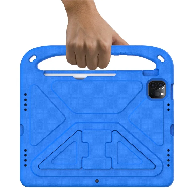 Stoßfeste Kickstand-Design Hartschalen-Tablettenhülle mit Griff für iPad Pro 11 (2022) / (2021) / (2020) / (2018) / iPad Air (2020) / Air (2022) - Blau