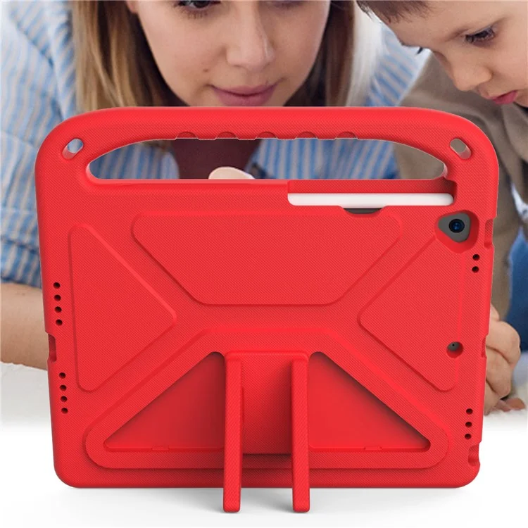 Kickstand Design Hard EVA Tablet Protective Case Cover with Handle for iPad 10.2 (2020)/(2019)/(2021) - Red