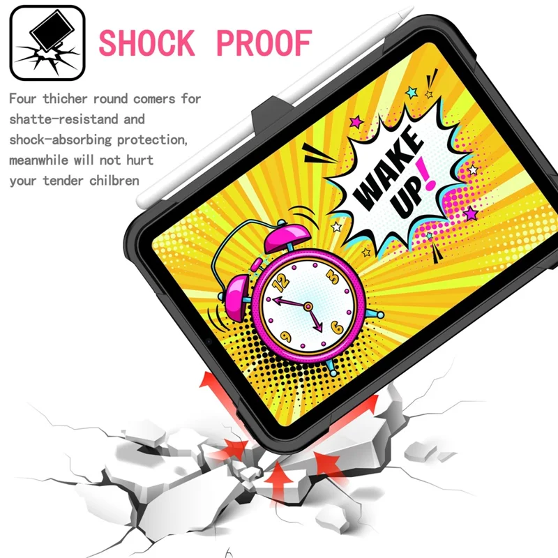 Rotating Kickstand PC + Silicone Tablet Case Cover with Shoulder Strap for iPad mini (2024) / mini (2021) - Black / Black