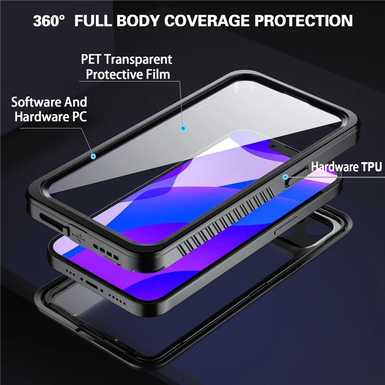 Fs Anti-Drop Series IP68 Antipolvere Impermeabile Custodia Trasparente per iPhone 13 6.1 pollici