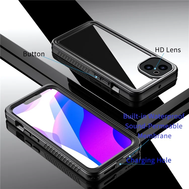 Fs Anti-Drop Series IP68 Antipolvere Impermeabile Custodia Trasparente per iPhone 13 6.1 pollici