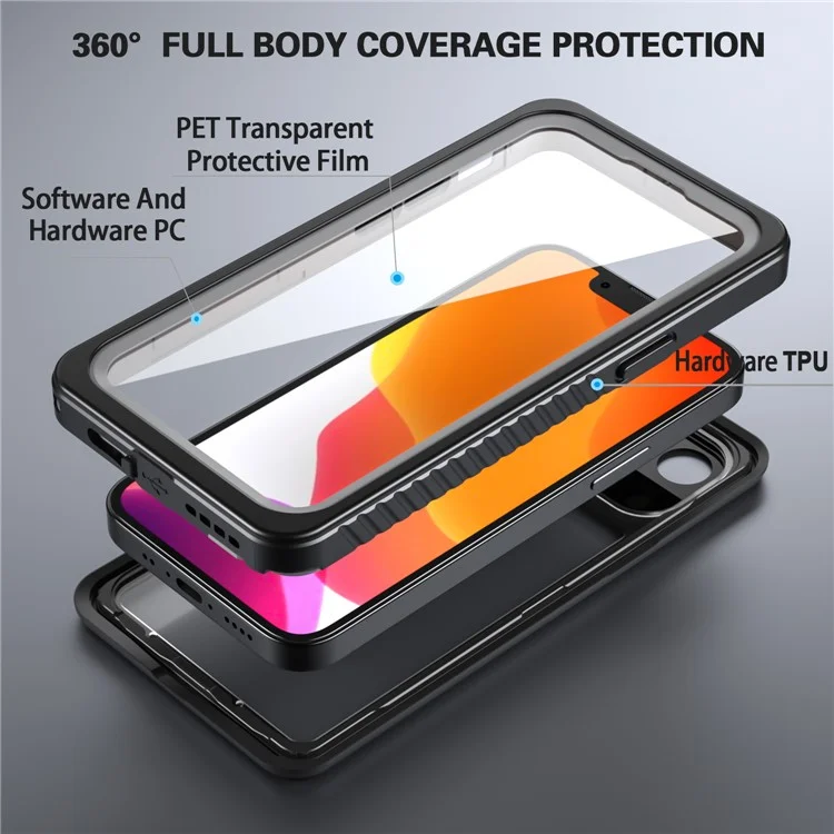 Capa de Telefone Transparente à Prova d'Água Leve e Fina da Série Anti-Drop IP68 para iPhone 13 mini 5,4 polegadas 