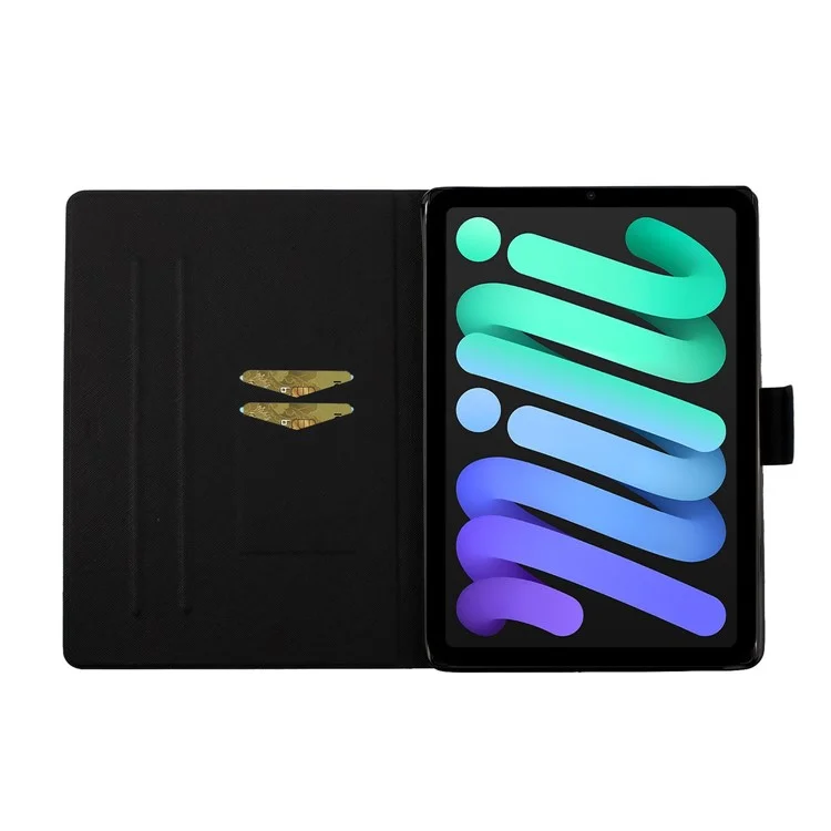 Stylish Pattern Printing Anti-Drop Magnetic Clasp Card Holder Leather Stand Case for iPad mini (2024) / mini (2021) - Colorful Sand