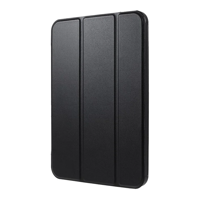 Étui de protection en cuir PU et silicone à trois volets pour Apple iPad mini (2024) / mini (2021) - Noir