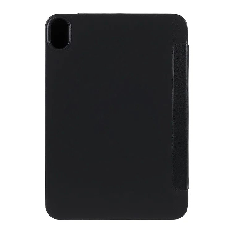 Tri-fold Stand Silicone + PU Leather Tablet Case Cover for Apple iPad mini (2021) - Black