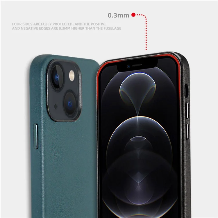 Shockproof Protective Phone Cover PU Leather and TPU Phone Case for iPhone 13 mini 5.4 inch - Red