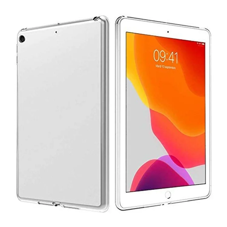 Étui flexible transparent en TPU souple avec protecteur d'écran en verre trempé pour iPad 10.2 (2021) / (2020) / (2019)