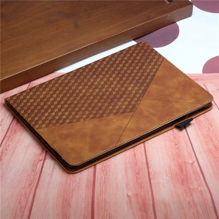 Rhombus Pattern Protección Completa Protección Ranuras Anti-gota Diseño Cubierta De La Caja De La Tableta De La Tableta Del Soporte De La Sensación Del Tacto De Piel Para IPad Mini / Mini 2 / Mini 3 / Mini 4 / Mini (2019) 7.9 Pulgadas - Marrón