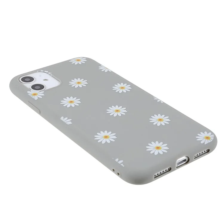 Daisy Flower Pattern Soft Matte TPU Anti-Fall Shockproof Protective Case for iPhone 11 6.1 inch - Grey