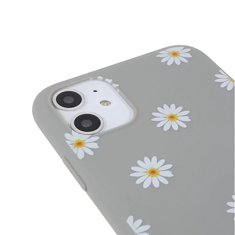 Daisy Flower Pattern Soft Matte TPU Anti-Fall Shockproof Protective Case for iPhone 11 6.1 inch - Grey