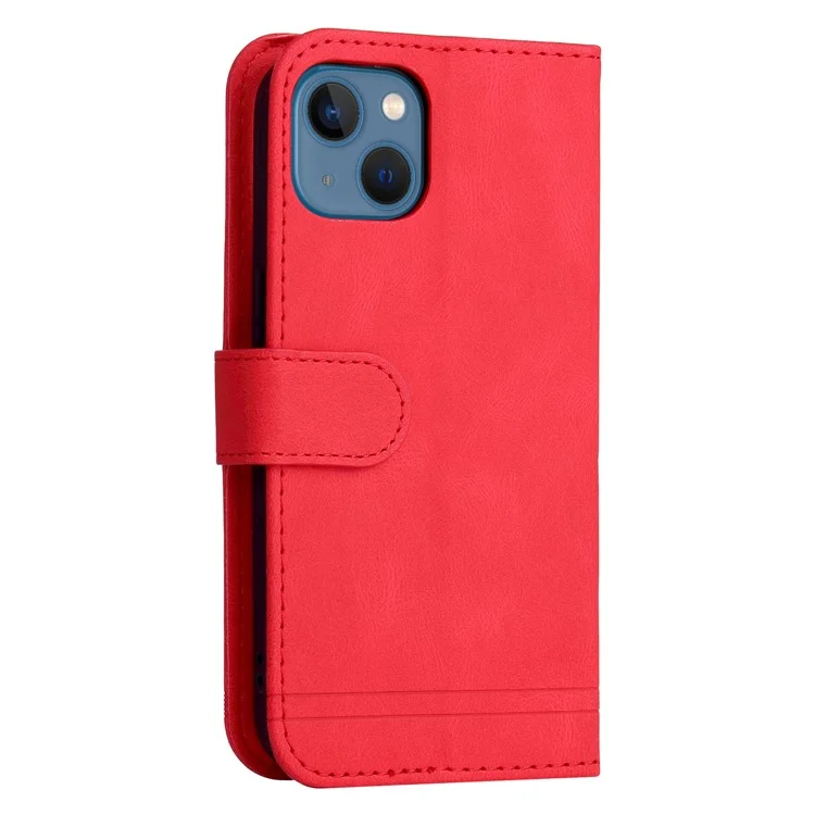 Baummuster Für Iphone 13 Mini 5,4 Zoll Metall Knopf Dekor Stehen Wallet Pu Leder Telefon Case Abdeckung - Rot
