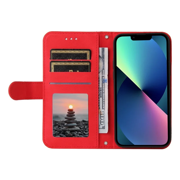 Baummuster Für Iphone 13 Mini 5,4 Zoll Metall Knopf Dekor Stehen Wallet Pu Leder Telefon Case Abdeckung - Rot