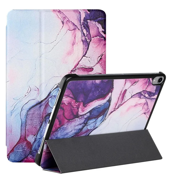A Series Vollschutz Sturzsichere Auto Wake / Sleep Muster Bedrucken Seidenstruktur Tablettenhülle mit Ständer für iPad mini (2024) / mini (2021) - Weiß Jade Lila
