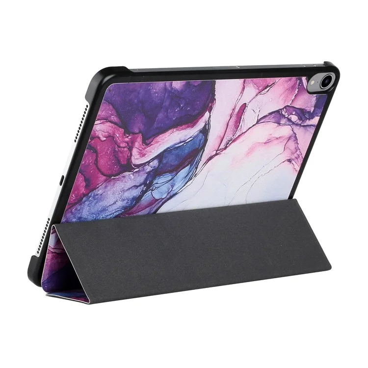 A Series Vollschutz Sturzsichere Auto Wake / Sleep Muster Bedrucken Seidenstruktur Tablettenhülle mit Ständer für iPad mini (2024) / mini (2021) - Weiß Jade Lila