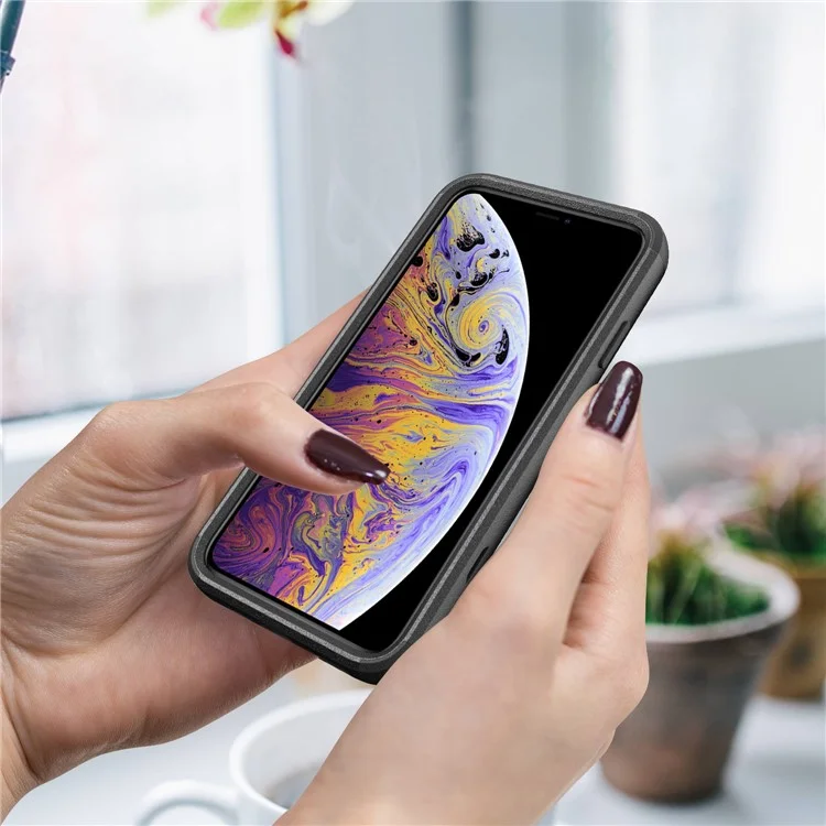 Anti-Drop Full Protection TPU + PC Hybrid Case Support Wireless Charging per iPhone X/XS - Nero/Nero