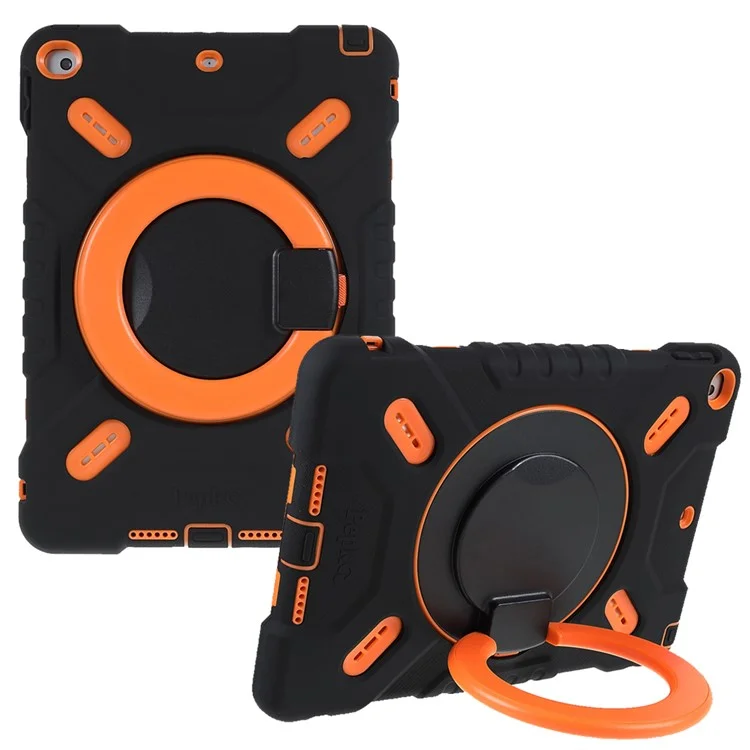 PEPKOO Pour iPad 10.2 (2021)(2020)(2019)/Air 10.5 pouces (2019) Rotation 360 Degrés Support de Pied PC + Silicone Smart Tablet Étui de Protection - Noir