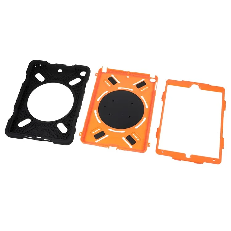 PEPKOO Pour iPad 10.2 (2021)(2020)(2019)/Air 10.5 pouces (2019) Rotation 360 Degrés Support de Pied PC + Silicone Smart Tablet Étui de Protection - Noir
