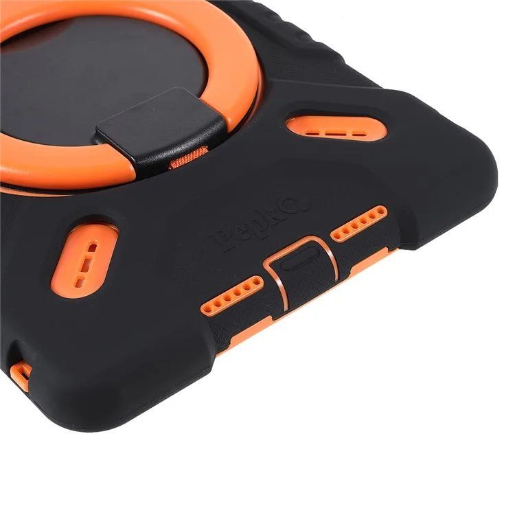 PEPKOO Pour iPad 10.2 (2021)(2020)(2019)/Air 10.5 pouces (2019) Rotation 360 Degrés Support de Pied PC + Silicone Smart Tablet Étui de Protection - Noir