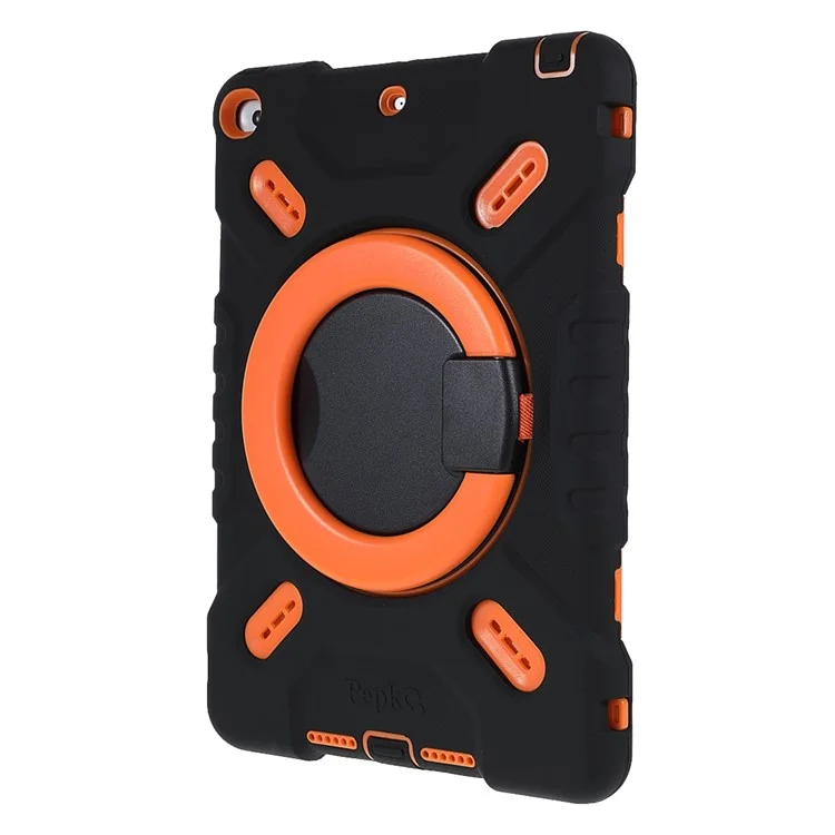 PEPKOO Pour iPad 10.2 (2021)(2020)(2019)/Air 10.5 pouces (2019) Rotation 360 Degrés Support de Pied PC + Silicone Smart Tablet Étui de Protection - Noir