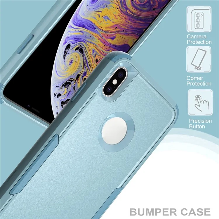 Полная Защита TPU + PC Hybrid Case Shock -respere Phone Shell Для Iphone XS Max 6,5 Дюйма - Зеленый/зеленый