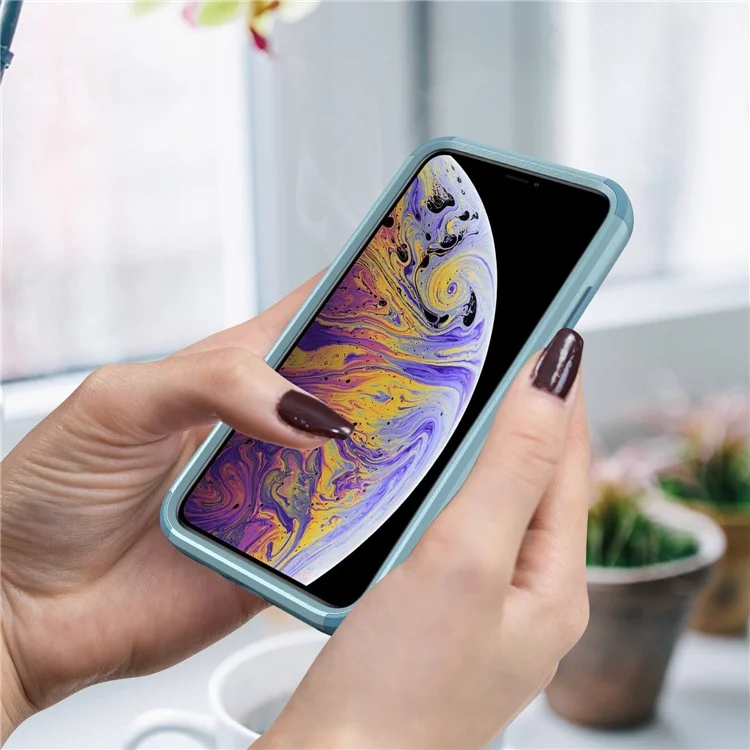 Полная Защита TPU + PC Hybrid Case Shock -respere Phone Shell Для Iphone XS Max 6,5 Дюйма - Зеленый/зеленый