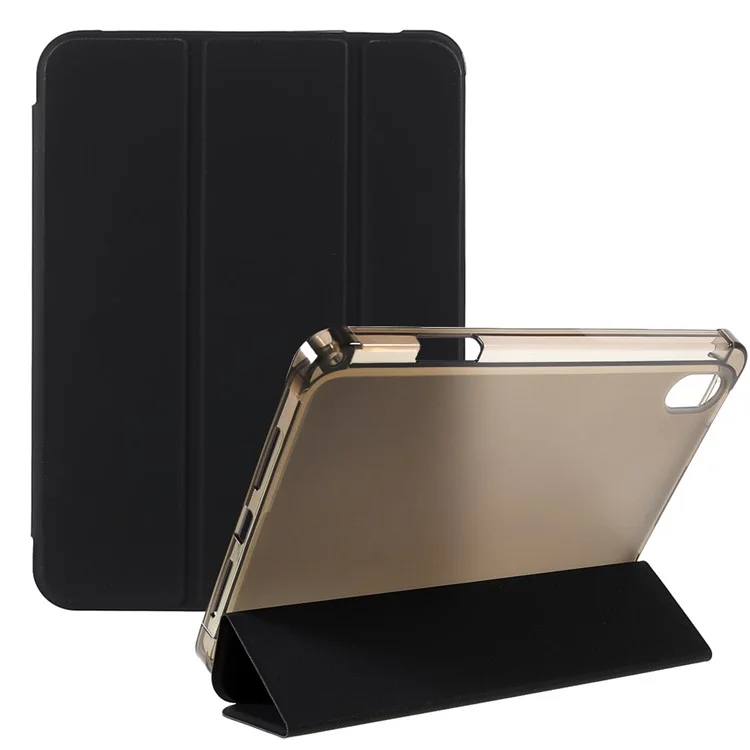 Tripod Stand PU Leather+TPU Tablet Protective Case Shell with Pen Slot for iPad mini (2024) / mini (2021) - Black